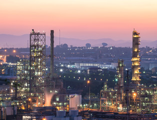 Industrial view at oil refinery plant form industry zone.