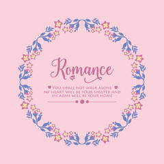 Frame Decorative with beautiful leaves and flower for romance greeting card template design. Vector