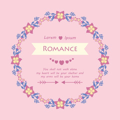Frame Decorative with beautiful leaves and flower for romance greeting card template design. Vector