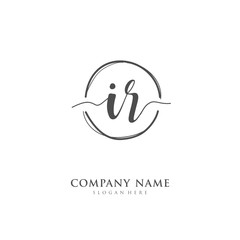 Handwritten initial letter I R IR for identity and logo. Vector logo template with handwriting and signature style.