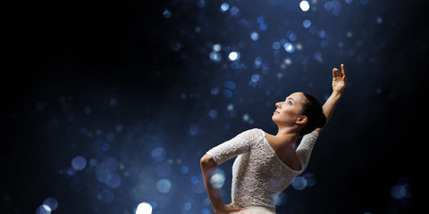 Obraz na płótnie Canvas Ballet dancer in jump . Mixed media