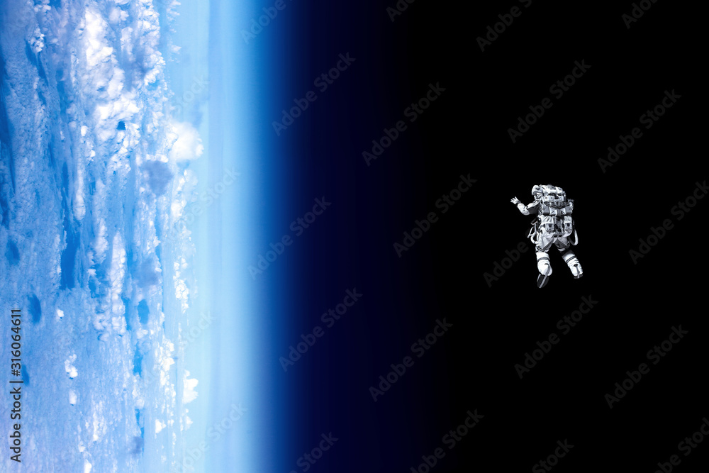 Wall mural exploring outer space. mixed media