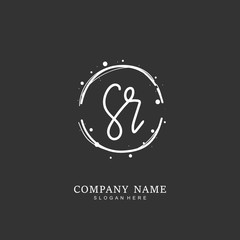 Handwritten initial letter S R SR for identity and logo. Vector logo template with handwriting and signature style.