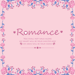 Simple pattern of romance greeting card, with leaf and pink wreath unique frame. Vector