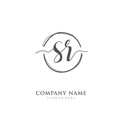 Handwritten initial letter S R SR for identity and logo. Vector logo template with handwriting and signature style.