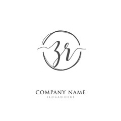 Handwritten initial letter Z R ZR for identity and logo. Vector logo template with handwriting and signature style.