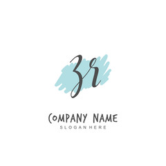 Handwritten initial letter Z R ZR for identity and logo. Vector logo template with handwriting and signature style.