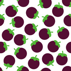 Mangosteen Seamless Pattern Background Vector Design Isolated on White Background