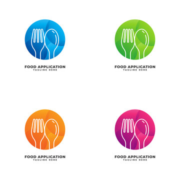 Food Application with Cutlery Logo Vector Icon Illustration