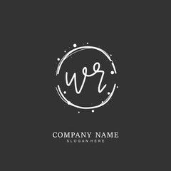 Handwritten initial letter W R WR for identity and logo. Vector logo template with handwriting and signature style.