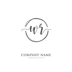 Handwritten initial letter W R WR for identity and logo. Vector logo template with handwriting and signature style.