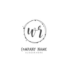 Handwritten initial letter W R WR for identity and logo. Vector logo template with handwriting and signature style.