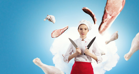 Fototapeta premium He is crazy about cooking. Mixed media