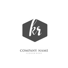 Fototapeta premium Handwritten initial letter K R KR for identity and logo. Vector logo template with handwriting and signature style.