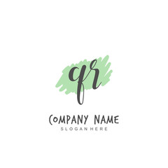 Handwritten initial letter Q R QR for identity and logo. Vector logo template with handwriting and signature style.