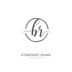Handwritten initial letter B R BR for identity and logo. Vector logo template with handwriting and signature style.