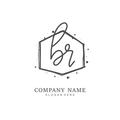 Handwritten initial letter B R BR for identity and logo. Vector logo template with handwriting and signature style.