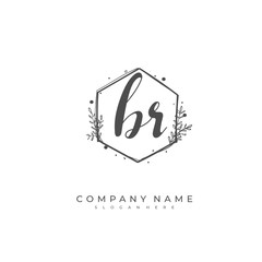 Handwritten initial letter B R BR for identity and logo. Vector logo template with handwriting and signature style.