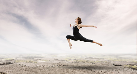 Gymnast girl in jump Mixed media