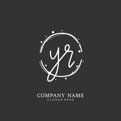 Handwritten initial letter Y R YR for identity and logo. Vector logo template with handwriting and signature style.