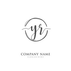 Handwritten initial letter Y R YR for identity and logo. Vector logo template with handwriting and signature style.