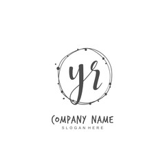 Obraz premium Handwritten initial letter Y R YR for identity and logo. Vector logo template with handwriting and signature style.