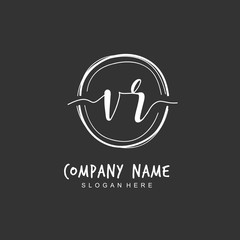 Handwritten initial letter V R VR for identity and logo. Vector logo template with handwriting and signature style.