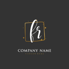 Handwritten initial letter F R FR for identity and logo. Vector logo template with handwriting and signature style.