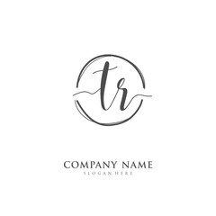 Fototapeta premium Handwritten initial letter T R TR for identity and logo. Vector logo template with handwriting and signature style.