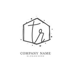 Handwritten initial letter T R TR for identity and logo. Vector logo template with handwriting and signature style.