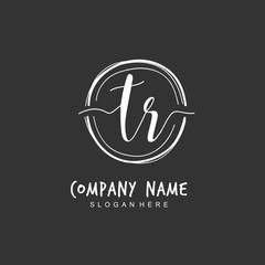 Handwritten initial letter T R TR for identity and logo. Vector logo template with handwriting and signature style.