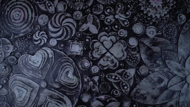 Summer festive or Midsummer, solstice contemporary artwork painting drapery. Floral pattern rotation view made of fantasy flowers. View flat lay of Valentine's background.