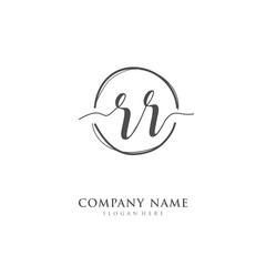 Handwritten initial letter R RR for identity and logo. Vector logo template with handwriting and signature style.