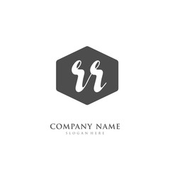 Handwritten initial letter R RR for identity and logo. Vector logo template with handwriting and signature style.