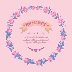 Antique pattern of leaf and floral frame with elegant style, for romance greeting card template design. Vector