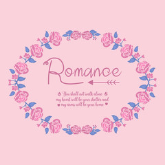 Antique pattern of leaf and floral frame with elegant style, for romance greeting card template design. Vector