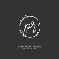 Handwritten initial letter P R PR for identity and logo. Vector logo template with handwriting and signature style.