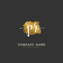 Handwritten initial letter P R PR for identity and logo. Vector logo template with handwriting and signature style.