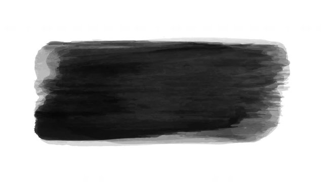 Grunge watercolor paint brush stroke painting background. Animation hand painted brush stroke on a white background. Grunge water brush strokes animation. Grey and black border design. 