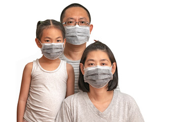 Family wearing face mask
