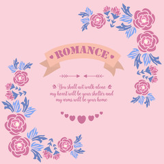 Unique pattern of leaf and floral frame, for elegant romance decoration of cards. Vector