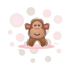 cute monkey mascot cartoon design vector