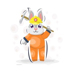 cute rabbit mascot cartoon design vector