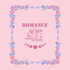 Fototapeta na wymiar Beautiful romance invitation card design, with ornate of leaf and flower frame. Vector