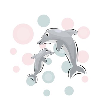 cute dolphin mascot cartoon design vector