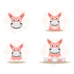cute donkey mascot cartoon design vector collection