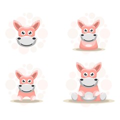 cute donkey mascot cartoon design vector collection