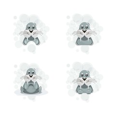 cute walrus mascot cartoon design vector collection