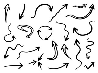 Hand drawn arrow vector icons set. sketch arrow design for business plan and education.
