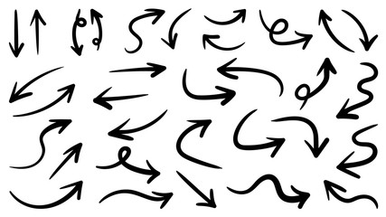 Hand drawn arrow vector icons set. sketch arrow design for business plan and education.